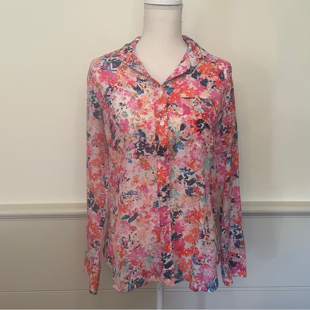 J Crew Floral Silk Blouse